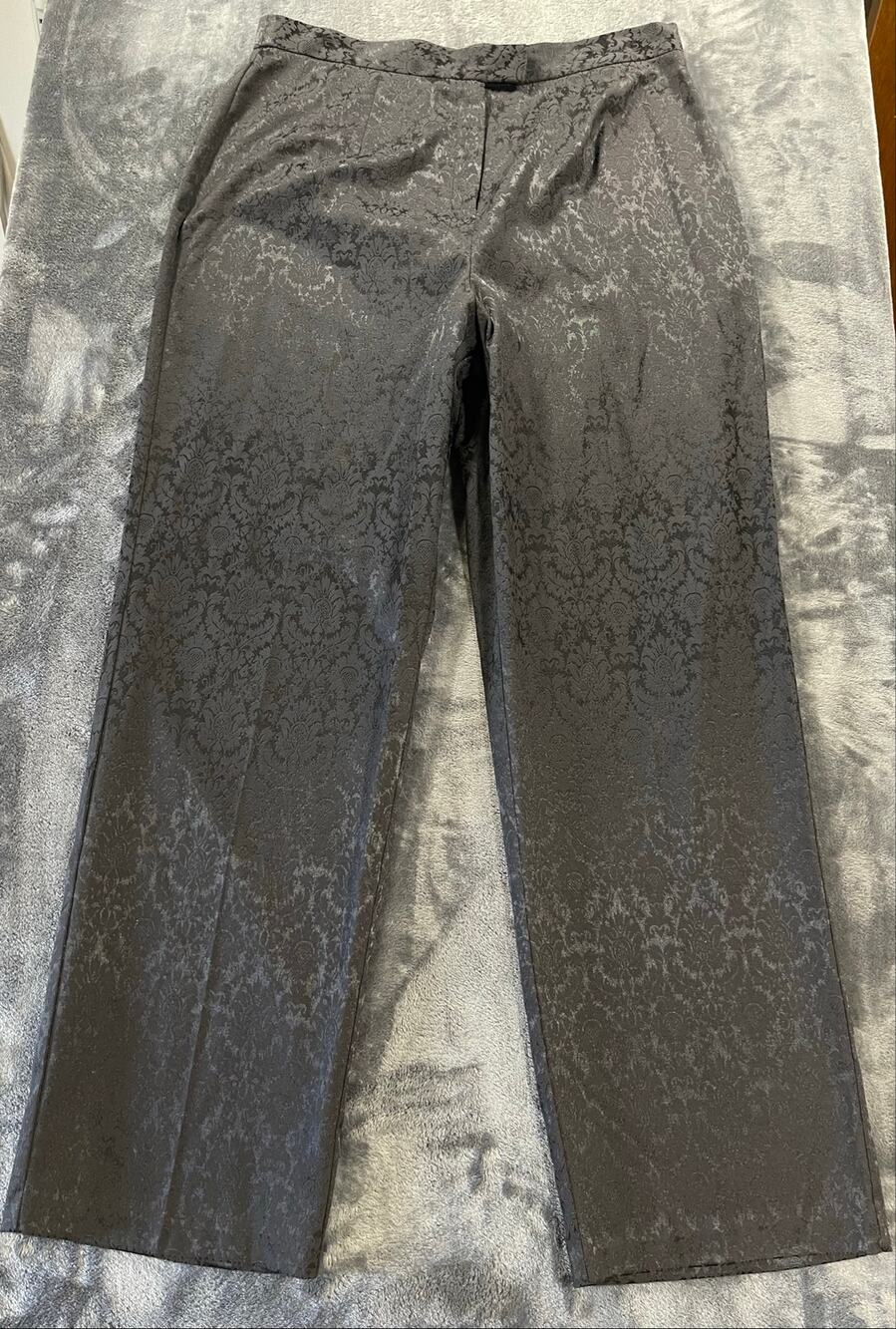 Vintage Dressbarn Damask Jacquard Pants Womens 14 Black Goth Brocade Trousers